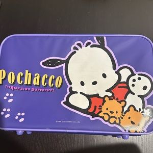 vintage sanrio pochacco suitcase  the amazing superpup! purple 2001 weekender